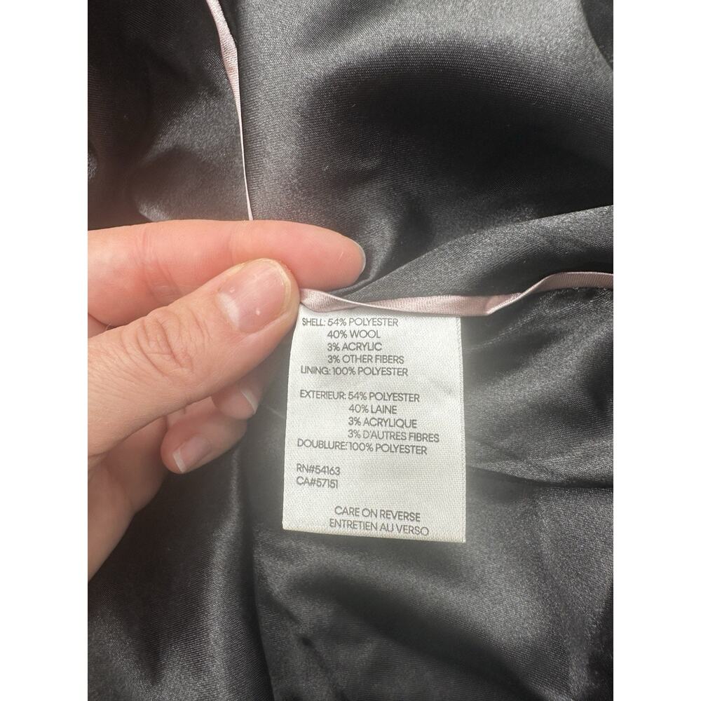 Calvin Klein Women’s XXS Gray Herringbone Wool Blend Coat Zip Snap Mid Length - Picture 7 of 16